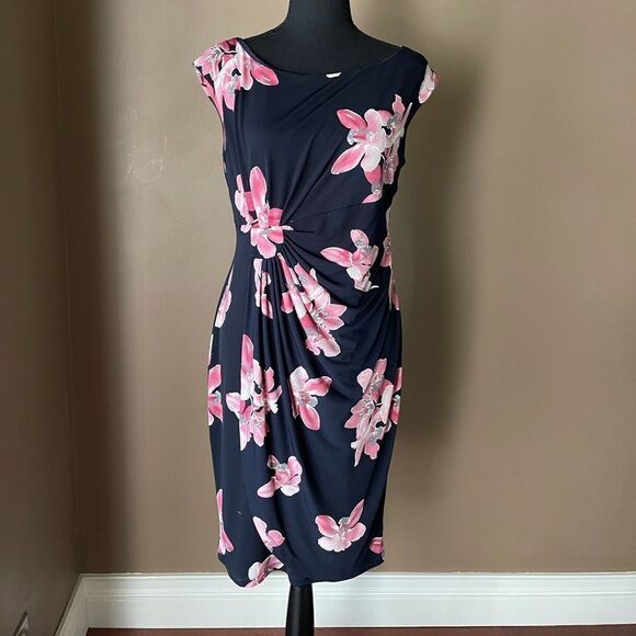 Connected Apparel Faux Wrap Floral Dress - Picture 4 of 4